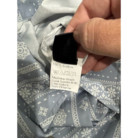 Shein Curve Womens SIZE 0 XL Blue White Print Button Shirt Dress - Picture 6 of 6